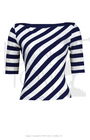40s Striped Slash Neck Top