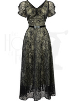 1940s Vivienne Evening Gown - Black Lace