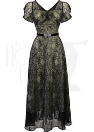 1940s Vivienne Evening Gown - Black Lace