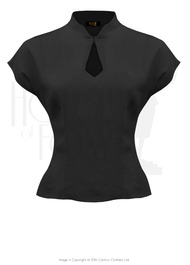 40s Style Keyhole Blouse - Ebony