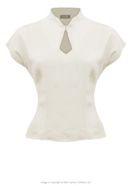 40s Style Keyhole Blouse - Ivory