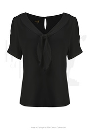 30s Shawl Blouse - Ebony Black