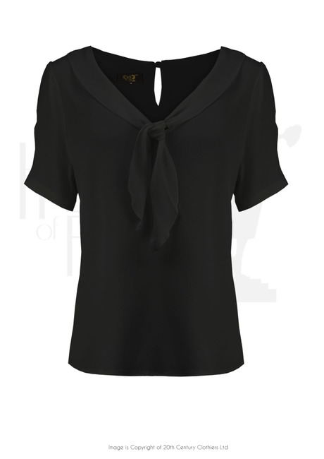30s Shawl Blouse - Ebony Black