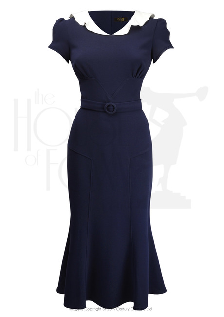 1930s Ginger Dress - Navy