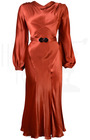 30s Joanie Bias Cut Dress - Rust Satin