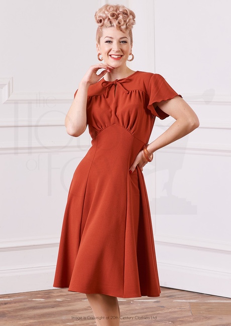 40s Grable Tea Dress - Rust