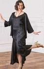 20s Sheba Evening Gown Set - Ebony Satin