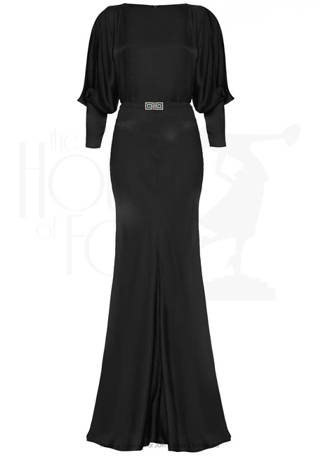 30s Siren Evening Gown - Black Satin