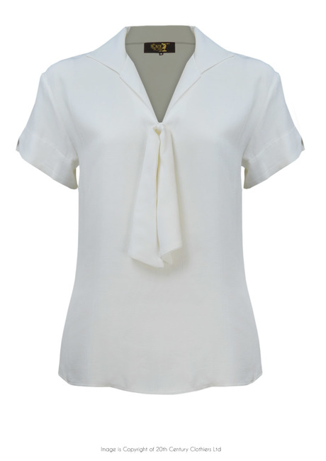 30s Sailor Blouse - Ivory Crepe