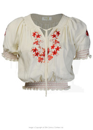 30s Peasant Blouse - Red emb