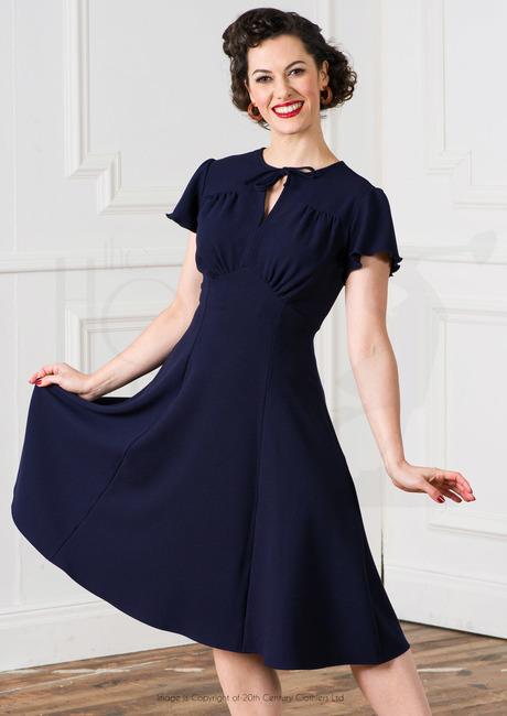 40s Grable Tea Dress - Navy