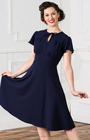 40s Grable Tea Dress - Navy