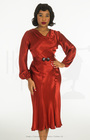 30s Joanie Bias Cut Dress - Rust Satin