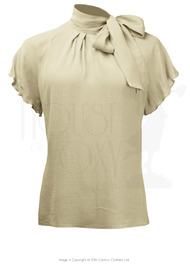 30s Tie Neck Blouse - Antique Crepe