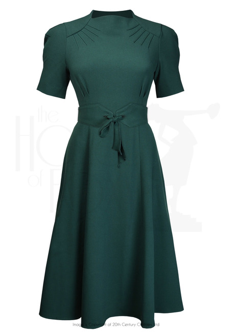 1940s Stanwyck Dress - Bottle Green