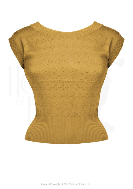 50s Scoop Neck Knitted Top - Gold