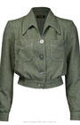 40s Americana Button Jacket - Olive Herringbone