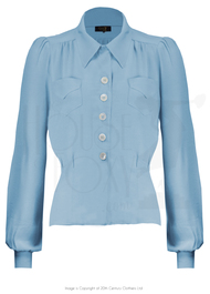 40s Sweetheart Blouse - Powder Blue