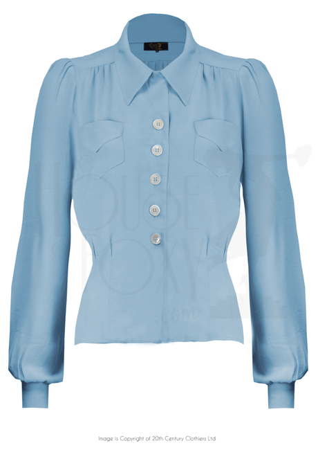 40s Sweetheart Blouse - Powder Blue