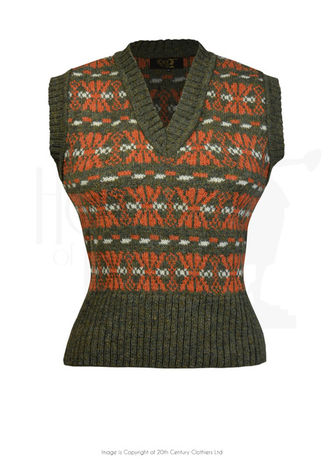 40s Style Fairisle Tank Top - Rustic