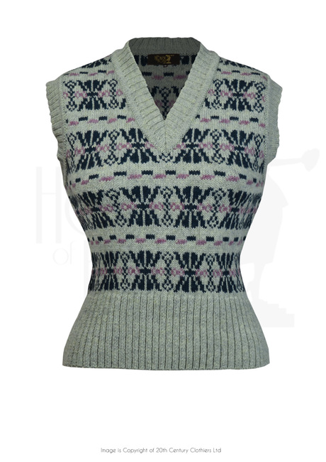 40s Style Fairisle Tank Top - Cool Blues