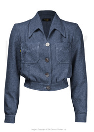 40s Americana Button Jacket - Blue Herringbone