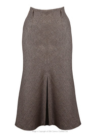 30s Front Pleat Skirt - Brown Herringbone