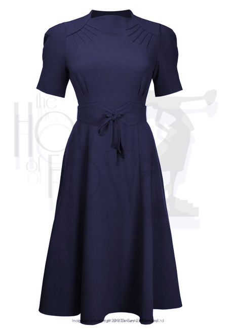 1940s Stanwyck Dress - Navy