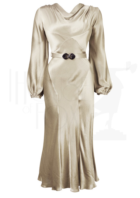 30s Joanie Bias Cut Dress - Oyster Satin