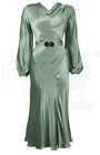 30s Joanie Bias Cut Dress - Sage Green Satin