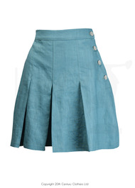 30s Pleated Shorts - Blue Linen