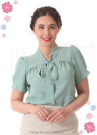 1930s Beau Blouse - Duck Egg