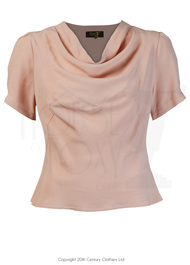 30s Harlow Cowl Neck Blouse - Blush