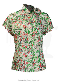 30s Tie Neck Blouse - Bloom  Print