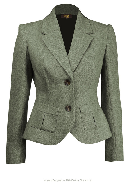 30s Tailored Jacket - Olive Herringbone