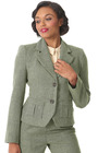 30s Tailored Jacket - Olive Herringbone