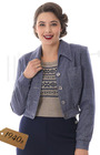 40s Americana Button Jacket - Blue Herringbone