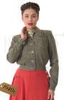40s Americana Button Jacket - Olive Herringbone