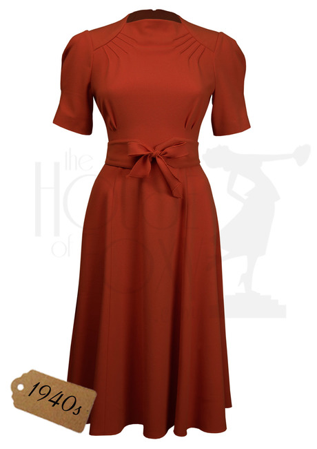 1940s Stanwyck Dress - Rust