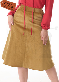 1970s A-line Corduroy Skirt - Tan