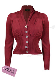 1950s Shawl Collar Cardigan - Brick