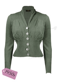 1950s Shawl Collar Cardigan - Sage