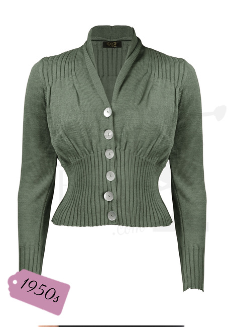 1950s Shawl Collar Cardigan - Sage
