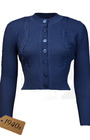 Vintage Style Cable Crop Cardigan - Royal Blue