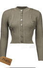 Vintage Style Cable Crop Cardigan - Oatmeal