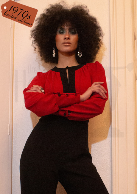 70s Sydney Jumpsuit - Red & Black