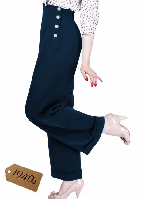 1940s Swing Trousers - Navy