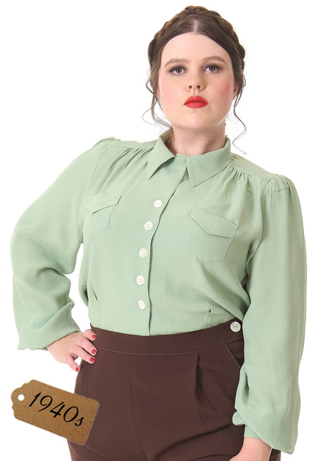 40s Sweetheart Blouse - Pistachio