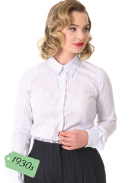 Spearpoint Collar Shirt - Blue Ticking