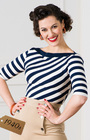 40s Striped Slash Neck Top